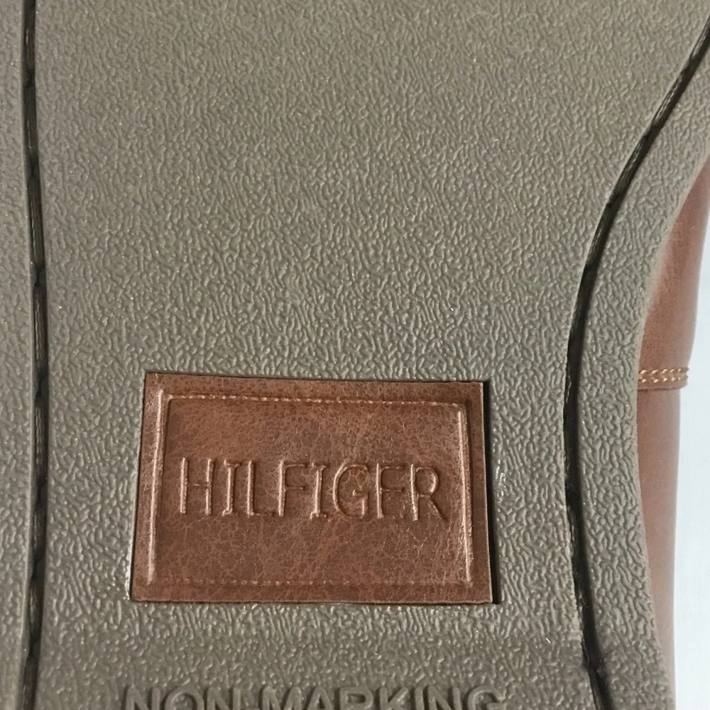 Tommy Hilfiger Tan Leather Moc Toe Boat Shoes
